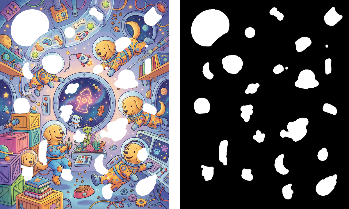 Erased masks intermediary images